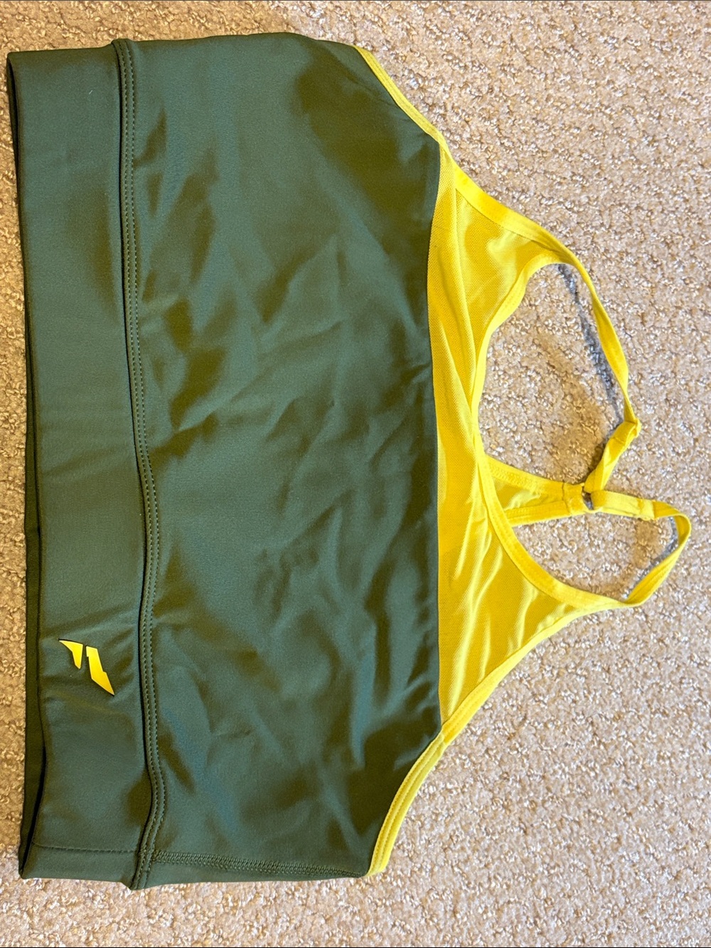flag nor fail Olive Green and Yellow Sports Bra Crop